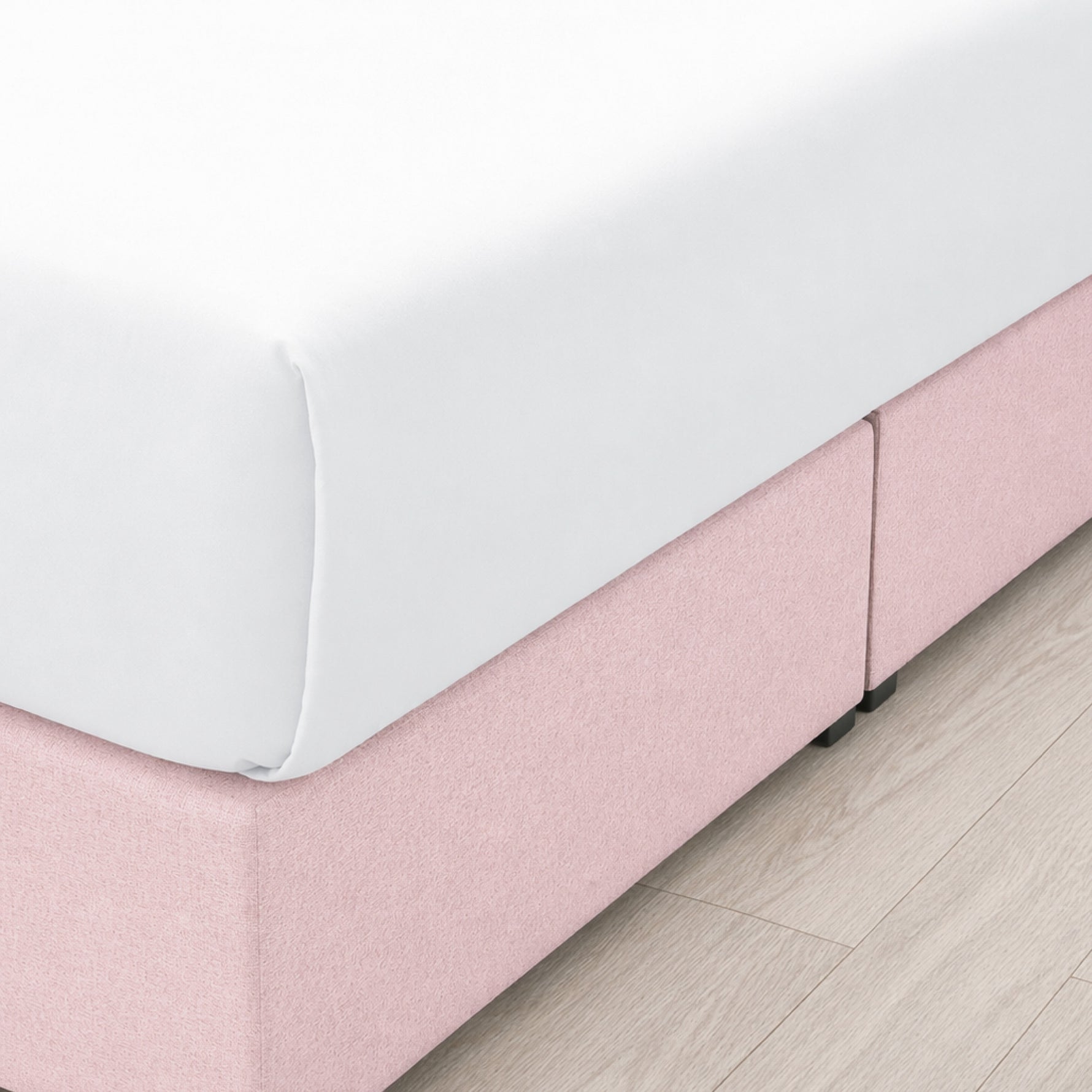 Base de Cama Matrimonial Rosa Terciopelo Modular | Polca