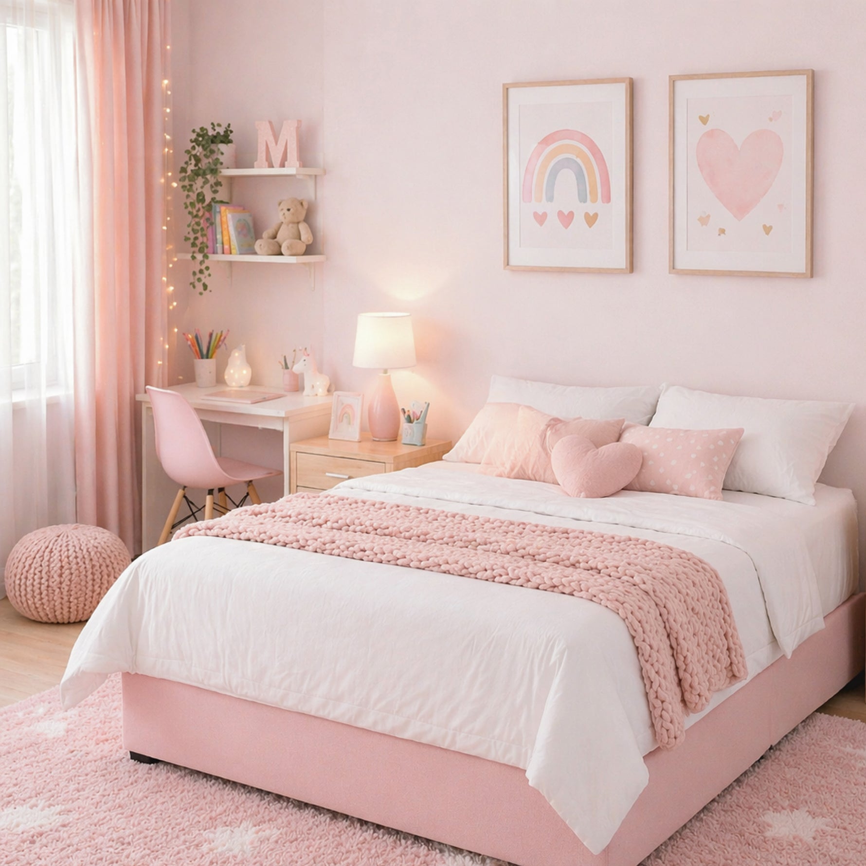 Base de Cama Matrimonial Rosa Terciopelo Modular | Polca