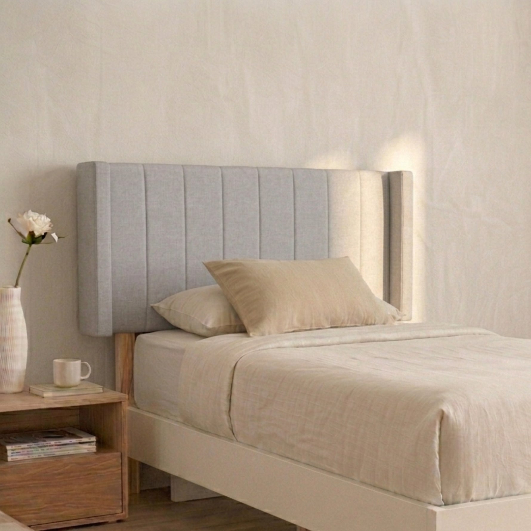 Cabecera Individual Lumen Rayas verticales, Con altura ajustable.